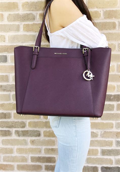 michael kors top zip nylon tote|Michael Kors large saffiano tote.